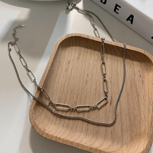 

chains meyrroyu 925 silver necklace retro fashion trend french double chain female jewelry accessories gift wholesale