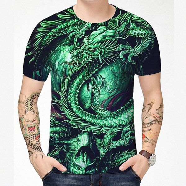 

men's t shirt shirt 3d print dragon graphic graphic prints round neck daily holiday 3d print short sleeve chinese style casual black /, White;black