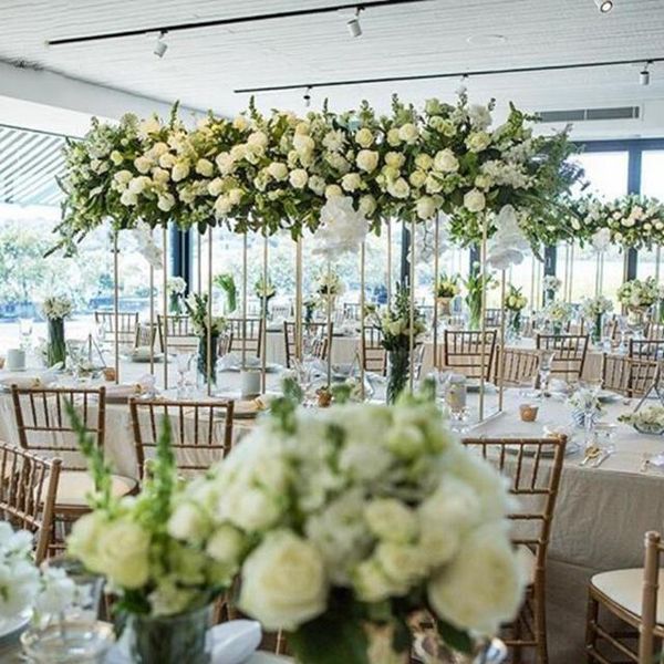 

party decoration 5pcs) simple style wedding metal gold color rectangular flower vase column stand for centerpiece yuda1169