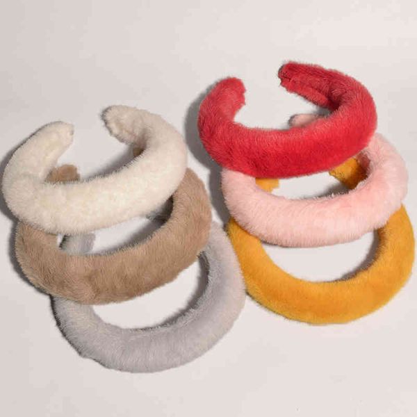 

new plush hard sponge wide edge hair hoop thickened head fashion versatile simple accessories women, Pink
