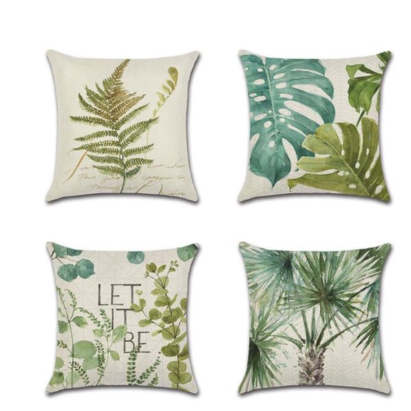 

cushion/decorative pillow linen cushion cover decorative nordic style pillowcase tropical botanic leaves 45*45cm green leaf case