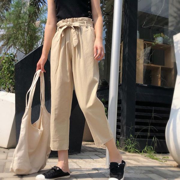 

women's pants & capris gigogou women harajuku long ankle length harem 2021 summer autumn pencil trousers casual crgo streetwear bowtie, Black;white