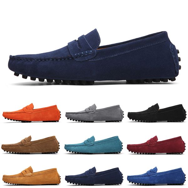 Gute Qualität Nicht-Marke Männer Casual Wildleder Schuhe Schwarz Blau Weinrot Grau Orange Grün Braun Herren Slip-on Lazy Leder Schuh