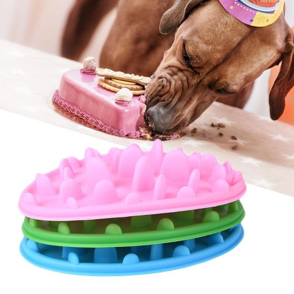 

dog apparel bowl silicone slow food dish feeder non-gulp healthy diet pet