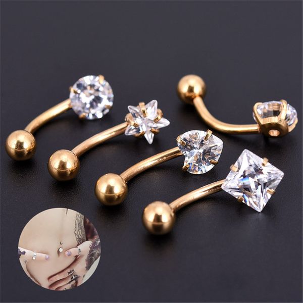 

new anti allergy lounger titanium earrings ear nail belly button rings tunnels navel piercing star heart round crystal jewelry, Silver