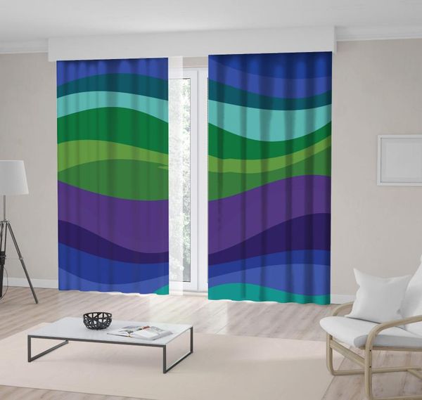 

curtain & drapes abstract waves shadow overlap modern stylish home decoration colorful illustration purple blue green