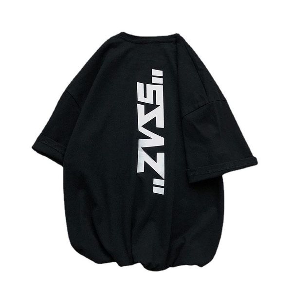 

men's t-shirts 2021 pure cotton short-sleeved t-shirt summer style hong kong large size loose round neck printing, White;black