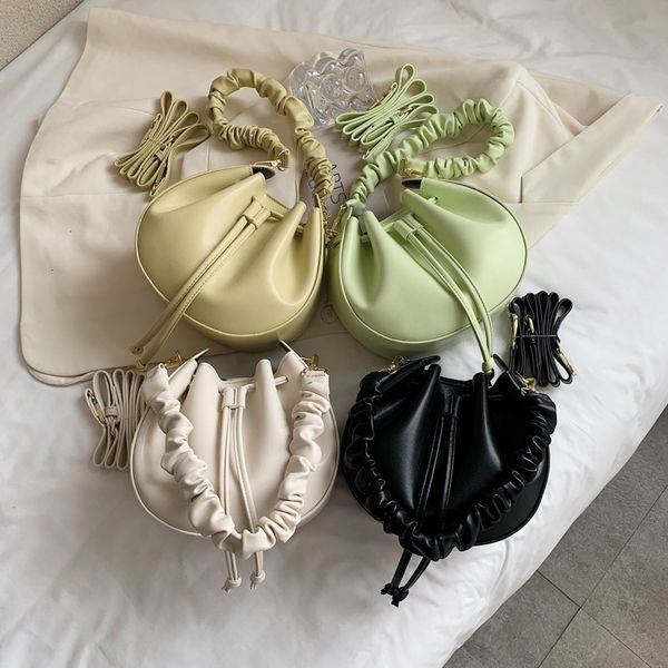 

evening bag drawstring bucket messenger 2021 summer women's balloon solid color single shoulder straddle small
