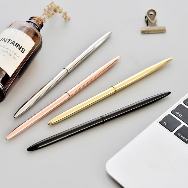 

ballpoint pens 0.7mm metal luxury gold sivler for writing school office business supplies, Blue;orange