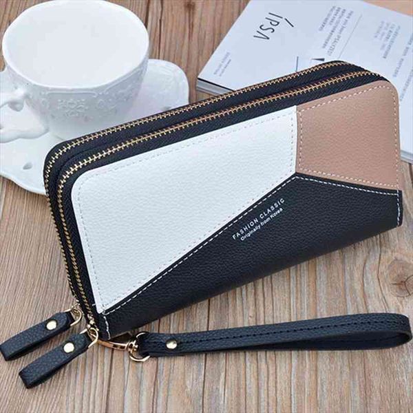 

leather wallets women long zipper coin purses tassel design clutch female money bag credit card holder, Red;black