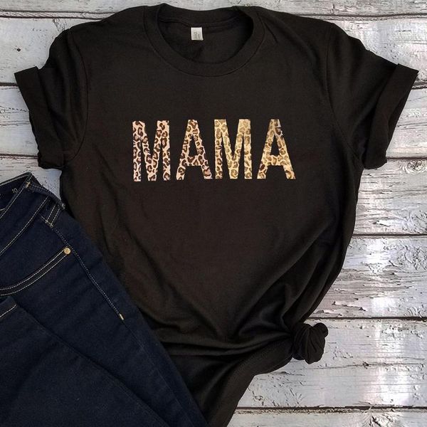 

women's t-shirt leopard mama shirt kawaii tshirt vintage 2021 casual letter o-neck harajuku plus size graphic tees women streetwear, White