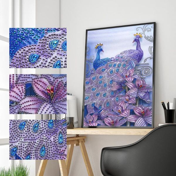 

diamond painting 5d diy special shaped embroidery animal peacock cross stitch round drill picture of living room decor