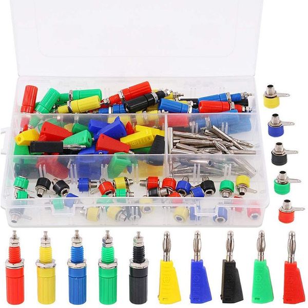 

smart power plugs 90pcs 5 color 4mm banana plug jack socket binding post for test probes soldering and probe connector