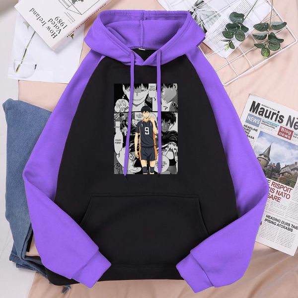 

women's hoodies & sweatshirts haikyuu kageyama tobio raglan japanese style harajuku streetwear kawaii cartoon girls clothes 2021 sprin, Black