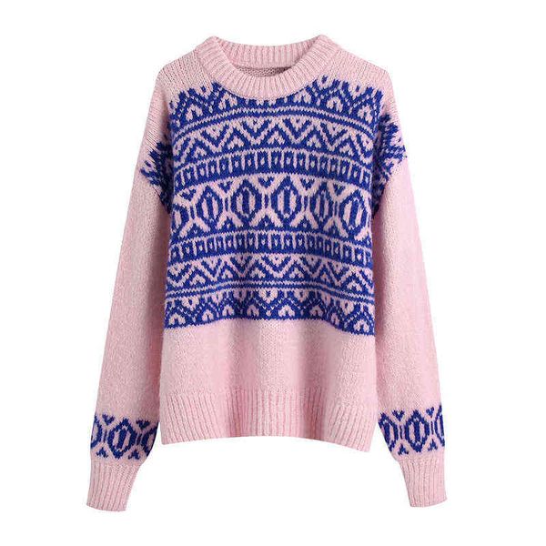 

blsqr vintage chic sweaters women o-neck elegant fashion loose female 2021 streetwear pullover outwears lady y1110, White;black