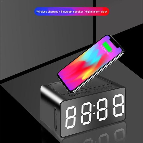 

other clocks & accessories led digital clock mirror alarm bluetooth speaker with wireless charger electronic table home decoration