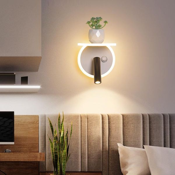 Soggiorno Moderno Semplice Studio Camera Da Letto Comodino Corridoio Nordico Pianta Lettura Sfondo Lampada Da Parete A Led