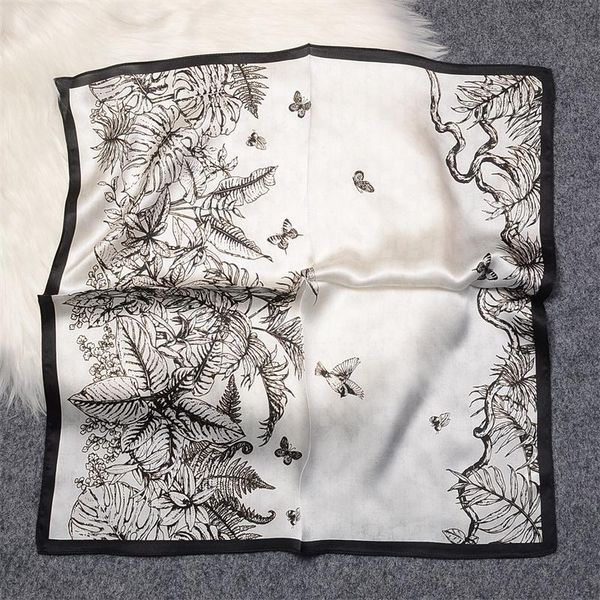 

scarves natural mulberry silk scarf female luxury fashion printed women's headscarf hair tie bag handle small square foulard, Blue;gray