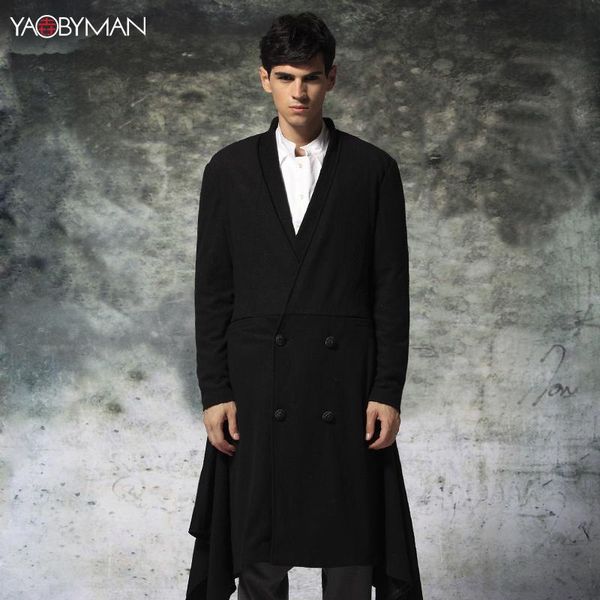 

men's trench coats 2021 big yards clothing s-6xl fashion double-breasted coat growing design trend of dovetail black, Tan;black