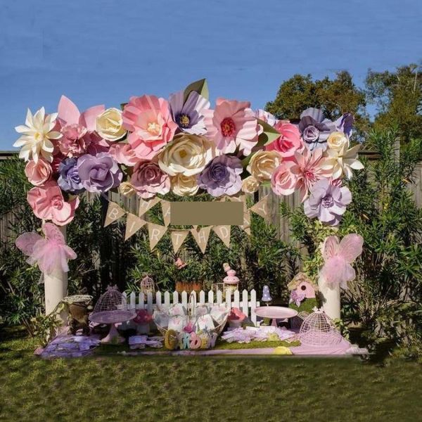 

party decoration 28pcs 20-50cm giant paper flowers 12 leaves wedding backdrops full wall decor po booth stage showcase windows display 4.57m