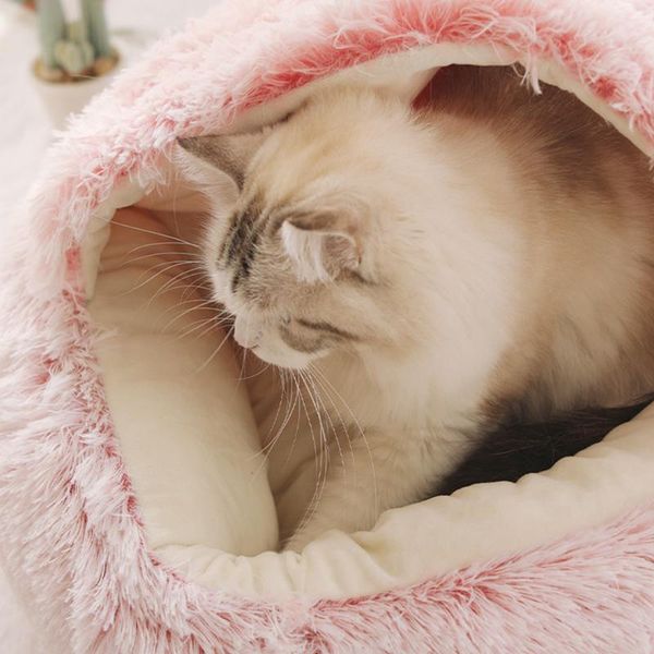 

cat beds & furniture warm dog soft long plush pets bed warming in winter comfortable cuddler sleeping nest for small medium dogs cats