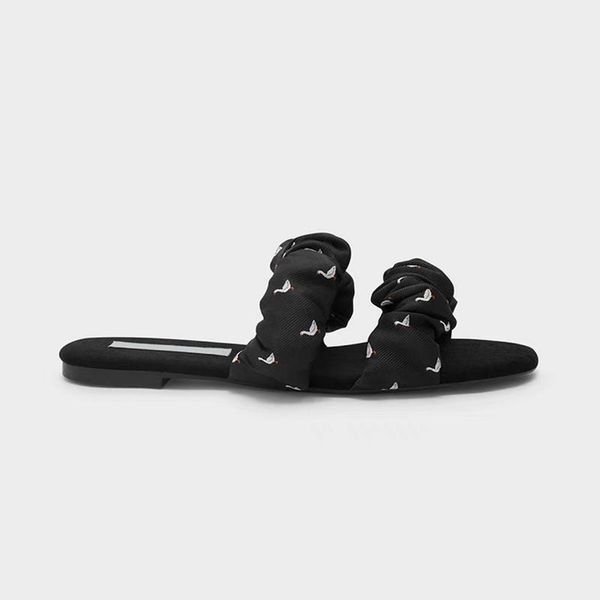 

slippers fashion summer women's heel sandals versatile flat bottom beach shoes women casual slides sandalias, Black