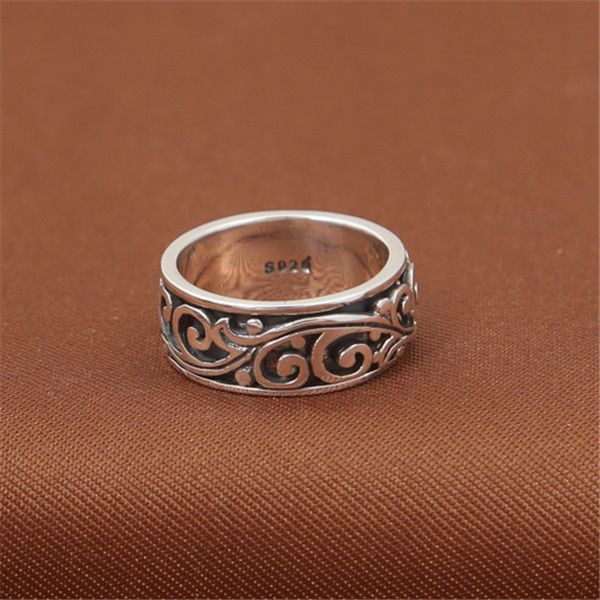 

925 sterling silver scroll band rings handmade american european punk style antique designer luxury jewelry accessories gifts