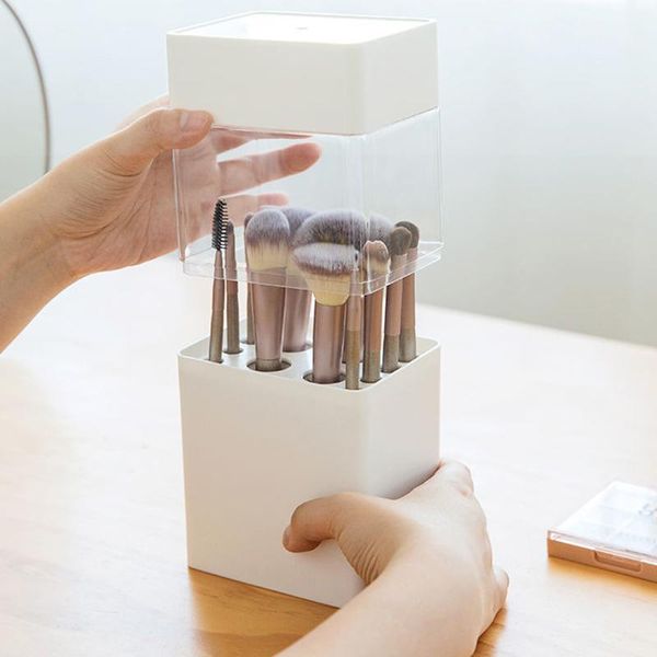 Scatole portaoggetti Contenitori Porta pennelli per trucco antipolvere Scatola per cosmetici Penna da tavolo Rossetto Bellezza Matita per sopracciglia Contenitore Home Organizer