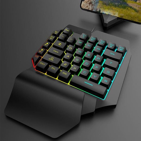

keyboards usb 39 key k15 gaming keyboard one-handed silent multi-colored backlight pc computer gamer game drop