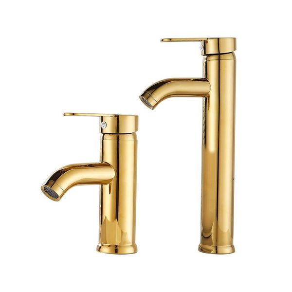 

gold faucet all copper basin wash cold and water single hole washbasin titanium bathroom sink faucets