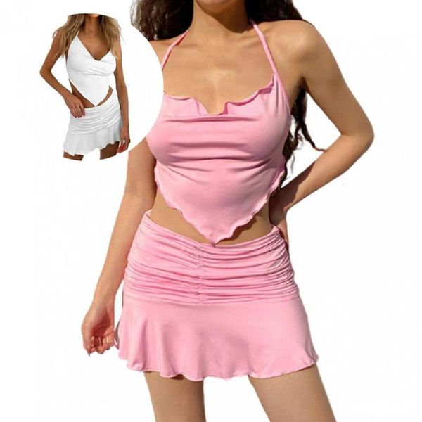 

two piece dress chill mini skirt cozy short backless with bodycon, White