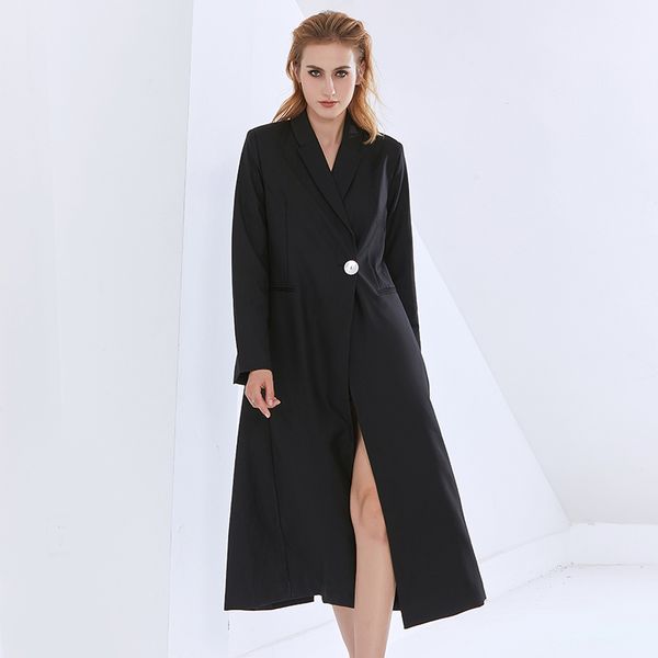 

suits korean spring black blazer for women notched long sleeve casual minimalist blazers female fashion clothing 2021, White;black