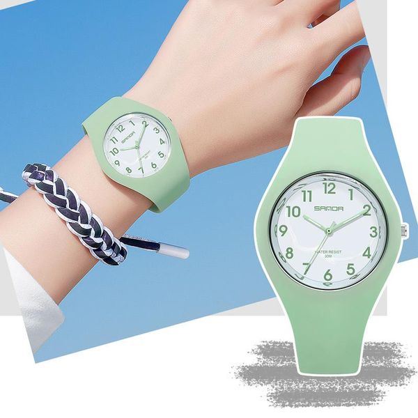 Relógios de pulso Sanda Top Senhoras Assista 50m Mulheres impermeáveis ​​Relógios Digital Quartz Silicone Strap Fashion Montre Femme