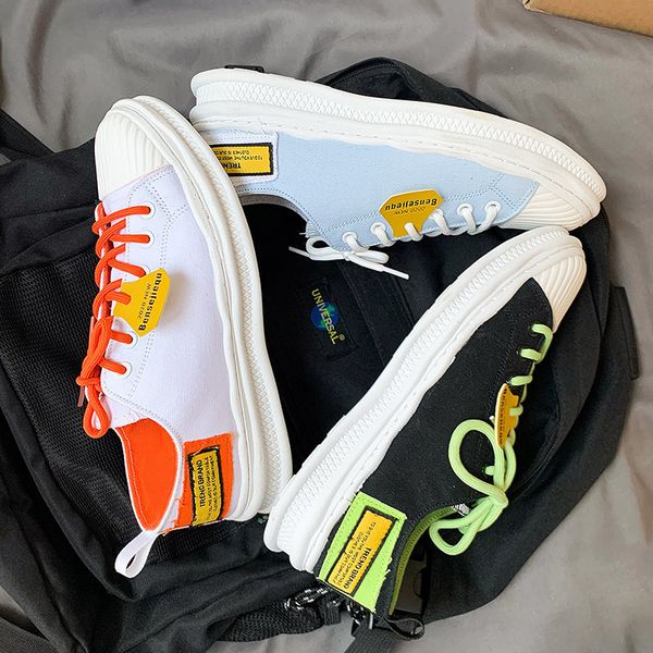 

summer canvas versatile youth men's fashion breathable casual board sho, Black