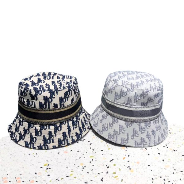 

2021 new style designer bucket hats women fashion brand basin hat cotton sun cap black outdoor travel fitted flat caps men vacation getaway, Blue;gray
