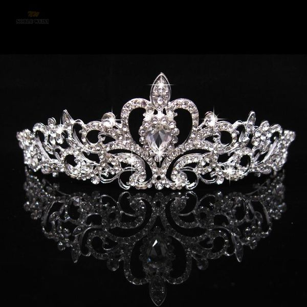 

crystal heart bridal tiara crowns baroque rhinestone pageant crown for bride hairbands wedding hair jewelry accessories
