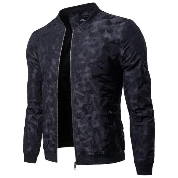

men's jackets vogue men casual brand clothing stand collar long sleeve male outwear print zipper baseball coat, Black;brown