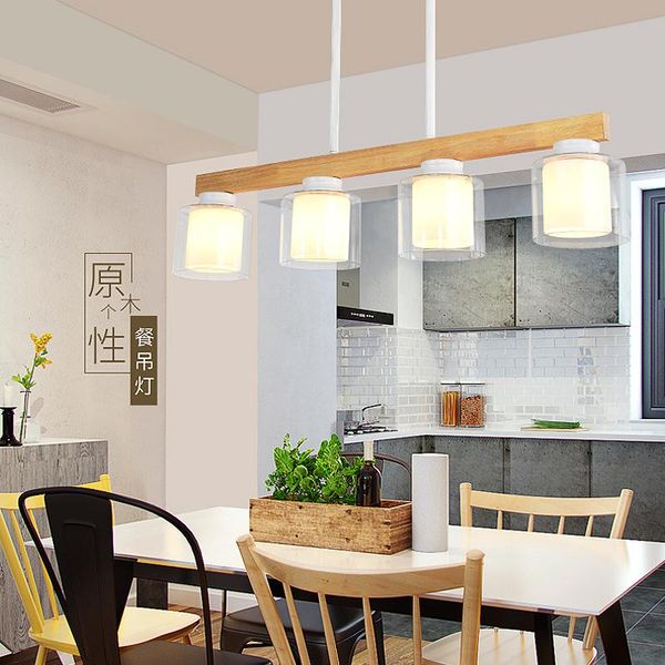 

ceiling lights modern led chandelier creative simple 3/6/8 heads solid wood lamp lighting home bedroom dining room