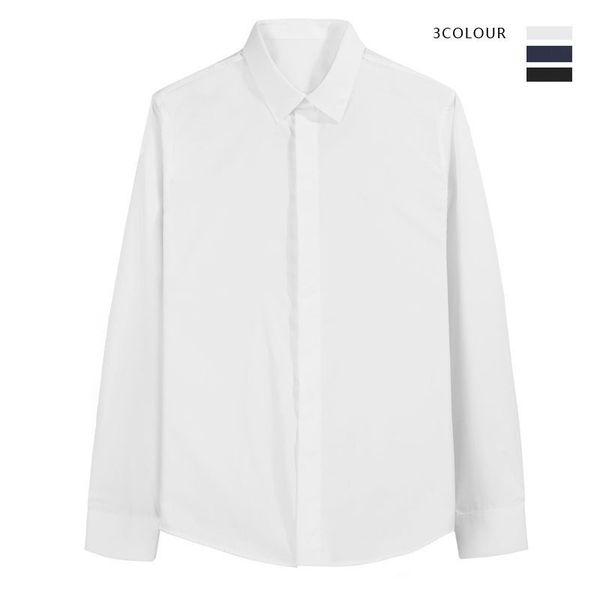

business shirt deluxe and fashion end versatile white classic trend simple casual cotton no iron slim men's long sleeve, White;black