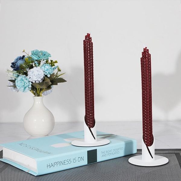 

candle holders 2 pcs iron art holder oblique incision sand blasting candlestick stand for home christmas party decor