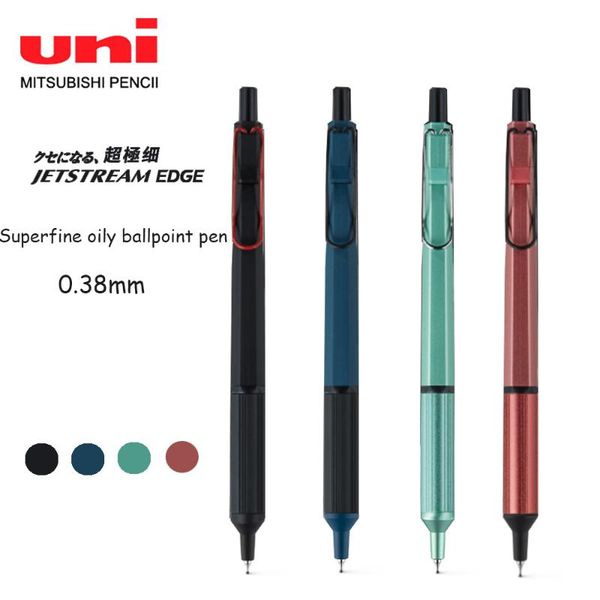 

japan uni sxn-1003 jetstream ballpoint pen metal handle low center of gravity ultra-fine 0.38mm commercial signature pens, Blue;orange