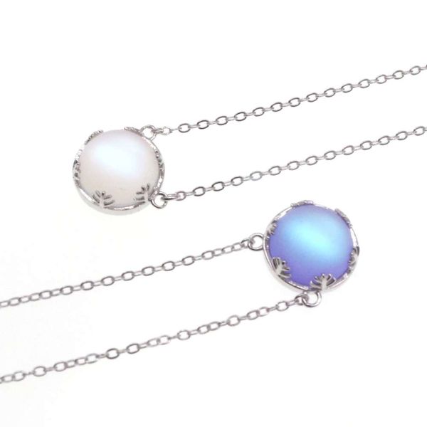 

silver moonstone s925 necklace aurora branch round water drop pendant