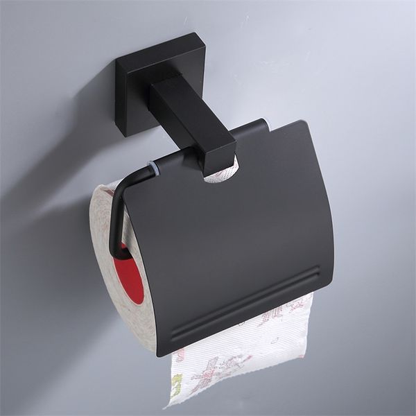 Space Aluminium Toilettenpapierhalter, schwarz, Küchenturm, selbstklebend, Wandmontage, Badezimmer-Taschentuchhalter, Dekoration 210720