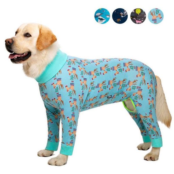 

dog apparel pet big tight clothes cartoon printed jumpsuit four-legged pajamas coat nursing belly weaning bodysuit home wear
