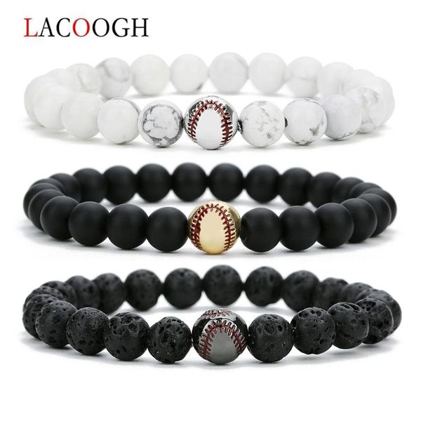

charm bracelets drop baseball bracelet & bangle 8mm nature stone beads pulseira masculina sport jewelry men's, Golden;silver