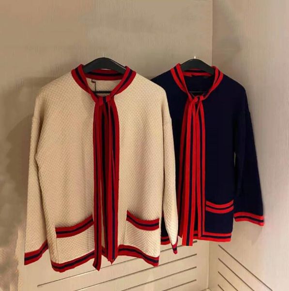 

sweaters letterg agu brand cci designer bowtie double pocket cardigan style for women is a bright reflection of the princess, White;black