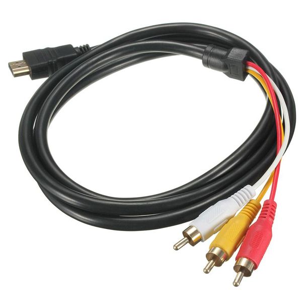

audio cables & connectors black 5 feet 1.5m male to 3 rca video av cable adapter for hdtv 1080p