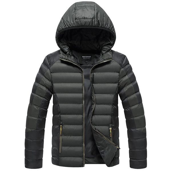 

men's down & parkas mens parka jacket winter coat men cotton solid lightweight overcoat zipper streetwear casual, Black