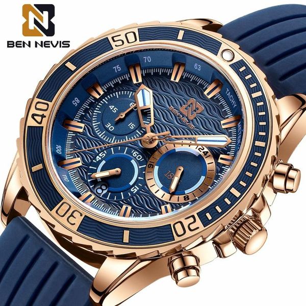 

wristwatches men chronograph quartz watch sports mens watches military waterproof silicone clock relogio masculino male wristwatch, Slivery;brown