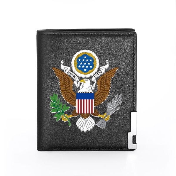 

wallets great seal of the united states printing men's wallet leather purse for men holder short money bags, Red;black